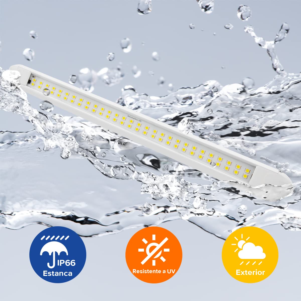 Dream Lighting Luz LED Toldo Exterior para Caravana Autocaravana Camper Lámpara de Pared Tira de Luz 55CM IP66 Impermeable Blanco Frio 6000K 11,8W 800LM Estructura de Aluminio