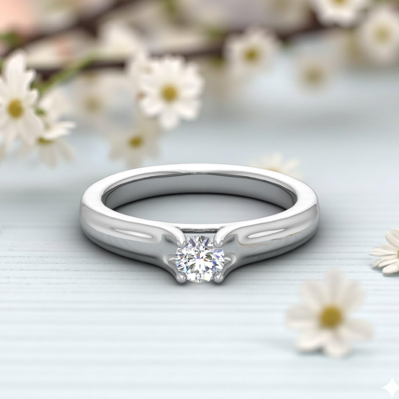 1/4 Carat Diamond Solitaire Engagement Ring Band in 14K Gold