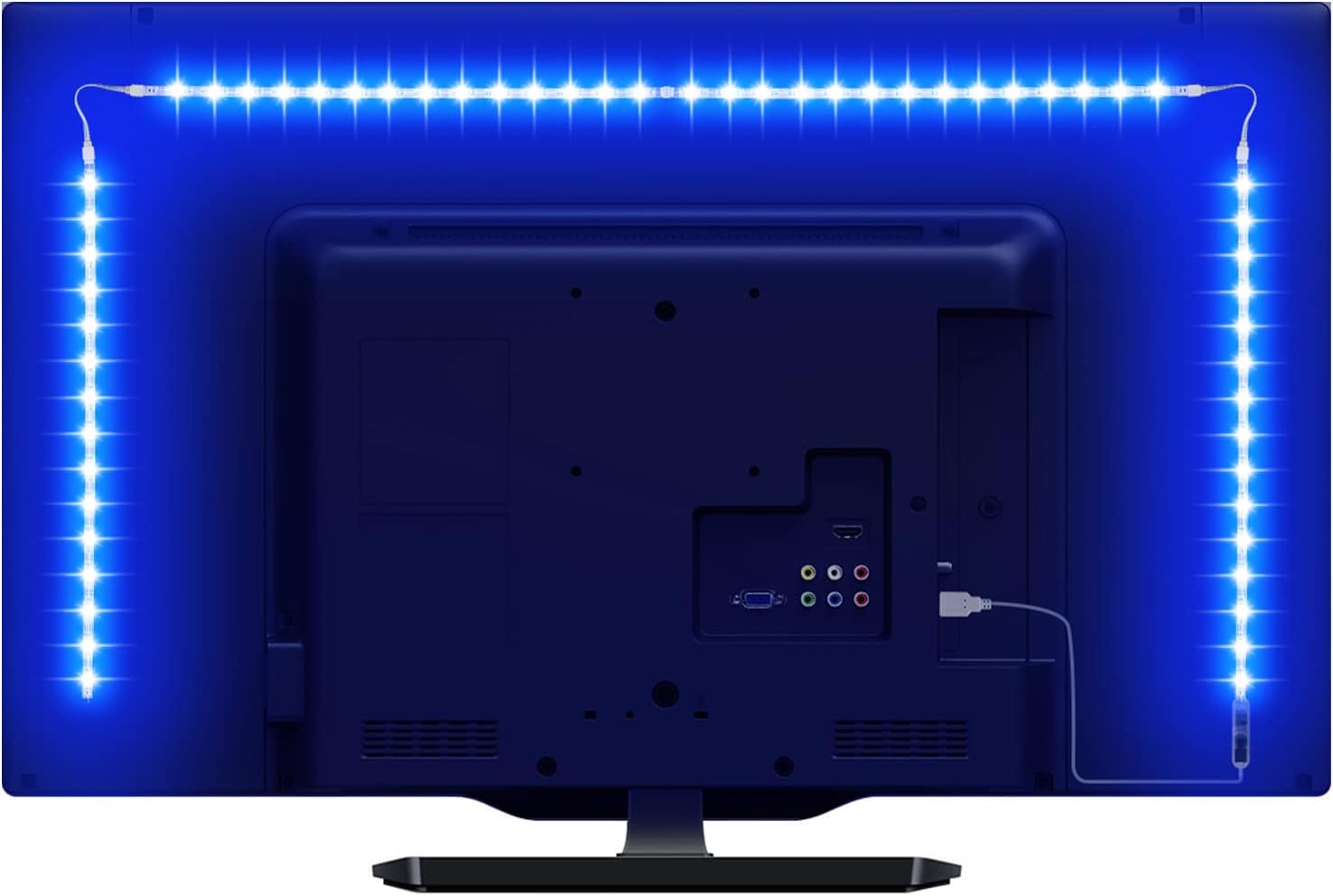 Lepro RGB LED Strip Lights - USB Powered, 2M x 50cm (4 pcs), Remote Controlled, Suitable for 32-65 inch TVs & Monitors