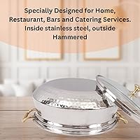 Vista 8 de Copper Hammered Kadhai Pan For Cooking And Serving, 5 inch, (With Brass Handles) (Cooper Kadhai, Pack of 1)