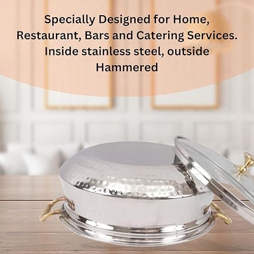 Miniatura 10 de Sartén Kadhai martillada de cobre para cocinar y servir, 5 pulgadas, (con asas de latón) (Cooper Kadhai, paquete de 1)