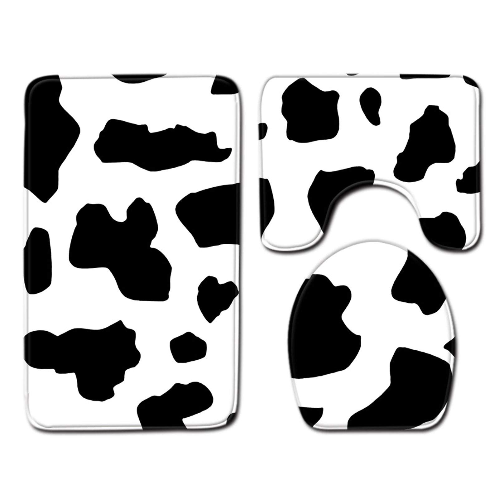 YF@ASD 3 Pcs Non-Slip Bath Mat Set Super Absorbent Bathroom Rug,Mildew Resistant Bathroom U-Shaped Contour Rug,Mat And Toilet Lid Cover,Durable PVC Backing,Tub Shower Bath Kitchen Living Room,H