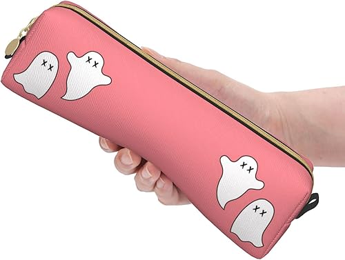 Miniatura 4 de ZJBLHEQ Fantasma - Estuche pequeño para bolígrafos, lindo organizador de papelería, bolsa de maquillaje de gran capacidad con cremallera, caja para