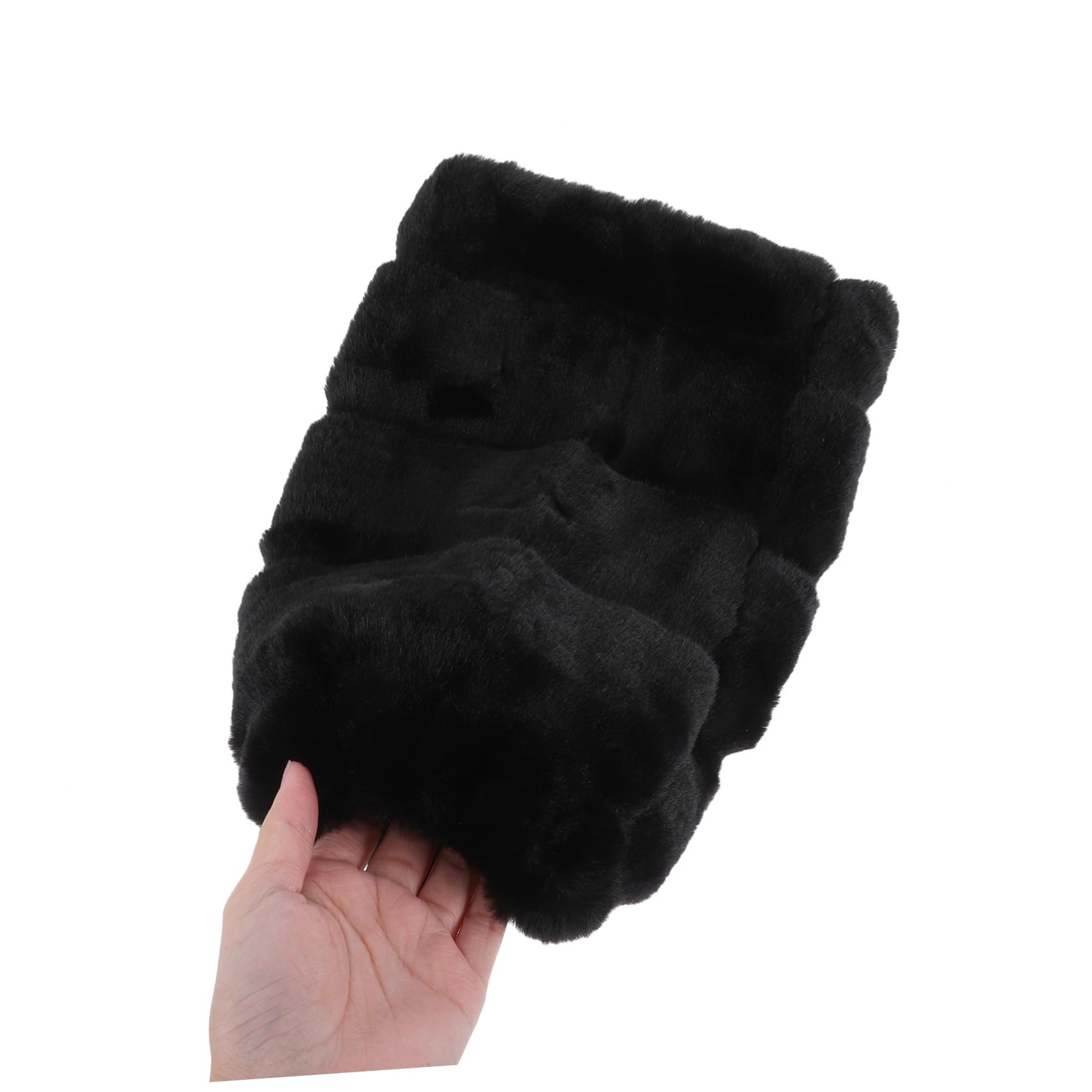 FRCOLOR Calentadores de Piernas de Piel Sintética Negros 30cm para Mujer | 1 Par, Pelo de Conejo Sintético, Tacto Suave y Cómodo, Estilo Adorable para Clima Frío