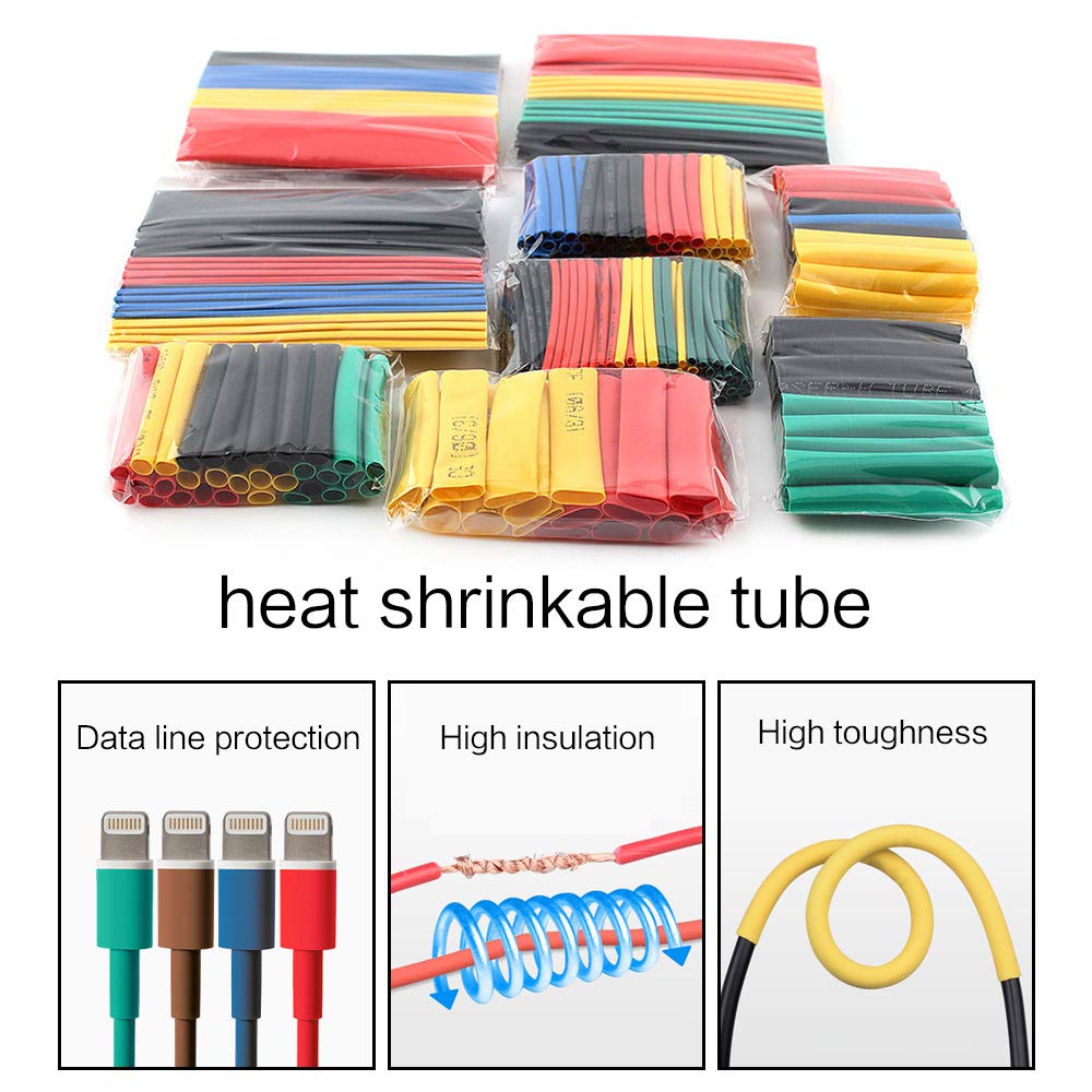 Lot De 164 Gaines Thermorétractables ILamvie - 4 Couleurs - Diamètres 1 à 14mm - Pour Isolation Câbles électriques