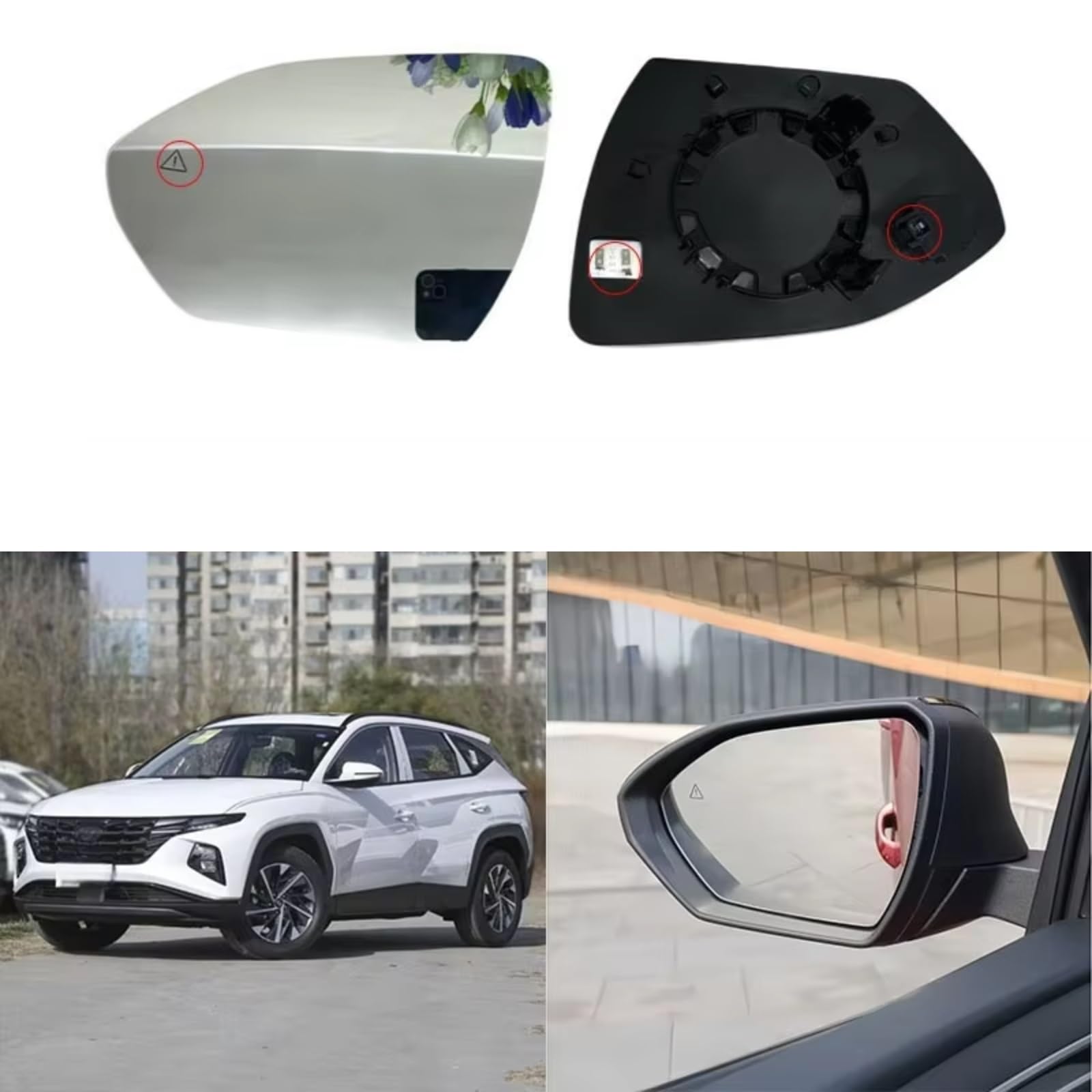 Rétroviseur Verre Remplacement Hyundai Tucson 2022-2025 – Compatible OEM 87611N7000 – Champ élargi - 7