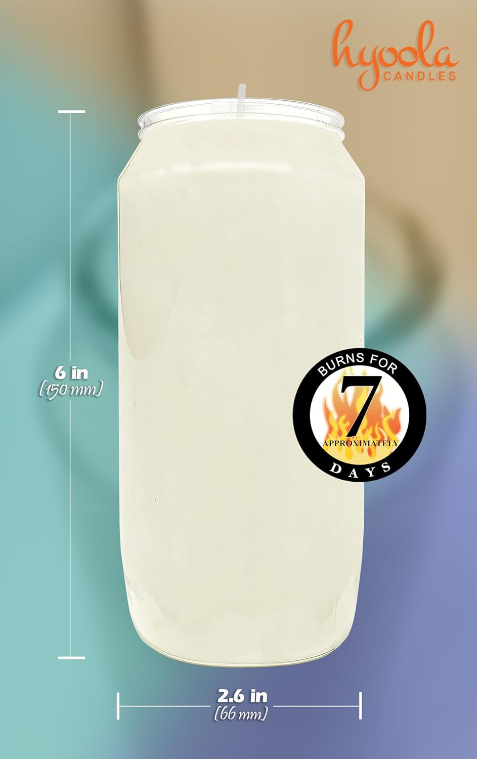 Hyoola 7 Day White Prayer Candles, 10 Pack - 6" Tall Pillar Candles for Religious, Memorial, Party Decor, Vigil and Emergency Use - Vegetable Oil Wax in Plastic Jar Container