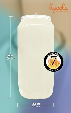 Hyoola 7 Day White Prayer Candles, 1 Pack - 6 Tall Pillar Candles for Religious, Memorial, Party Decor, Vigil and Emergency Use - Vegetable Oil Wax in Plastic Jar Container