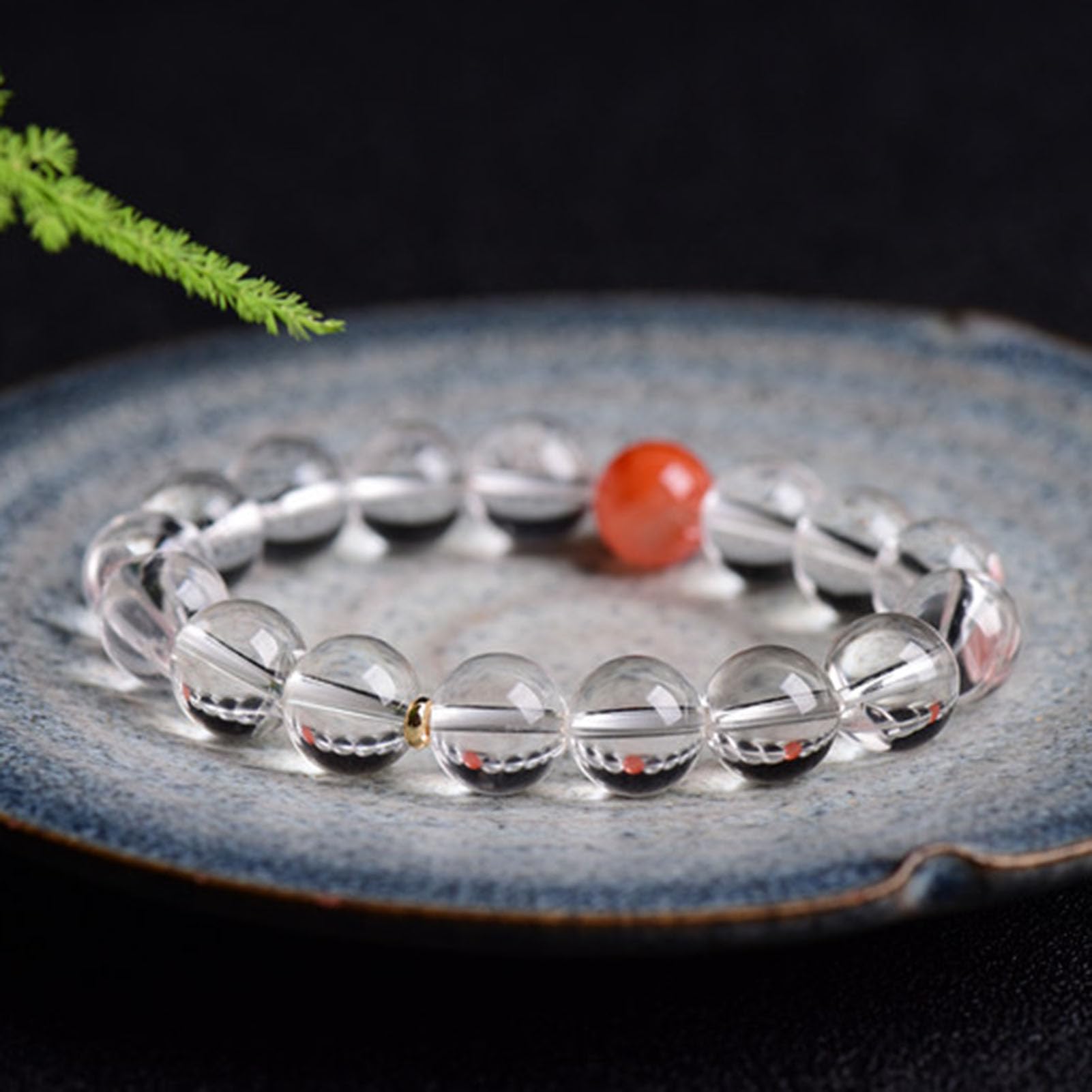 Bracciale al Quarzo Trasparente, Braccialetto di Cristallo curativo Naturale per Donne e Uomini, Braccialetto con Perline Rotonde, Braccialetto con Perline Pietre Scintillante,6MM