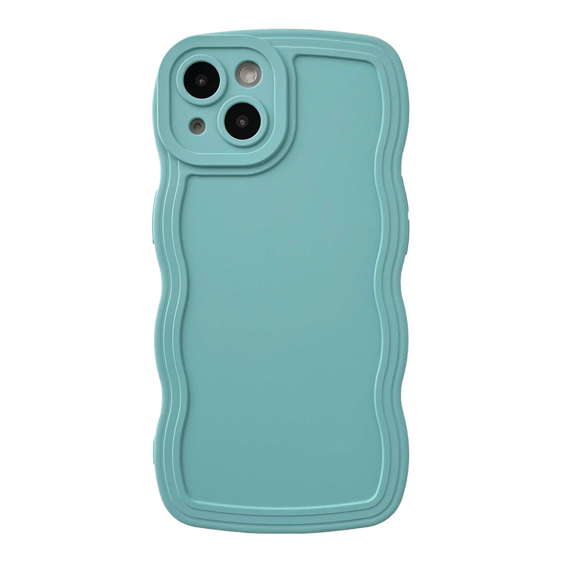 Caseative Solid Color Curly Wave Frame Soft Compatible with iPhone Case (Blue,iPhone 13)