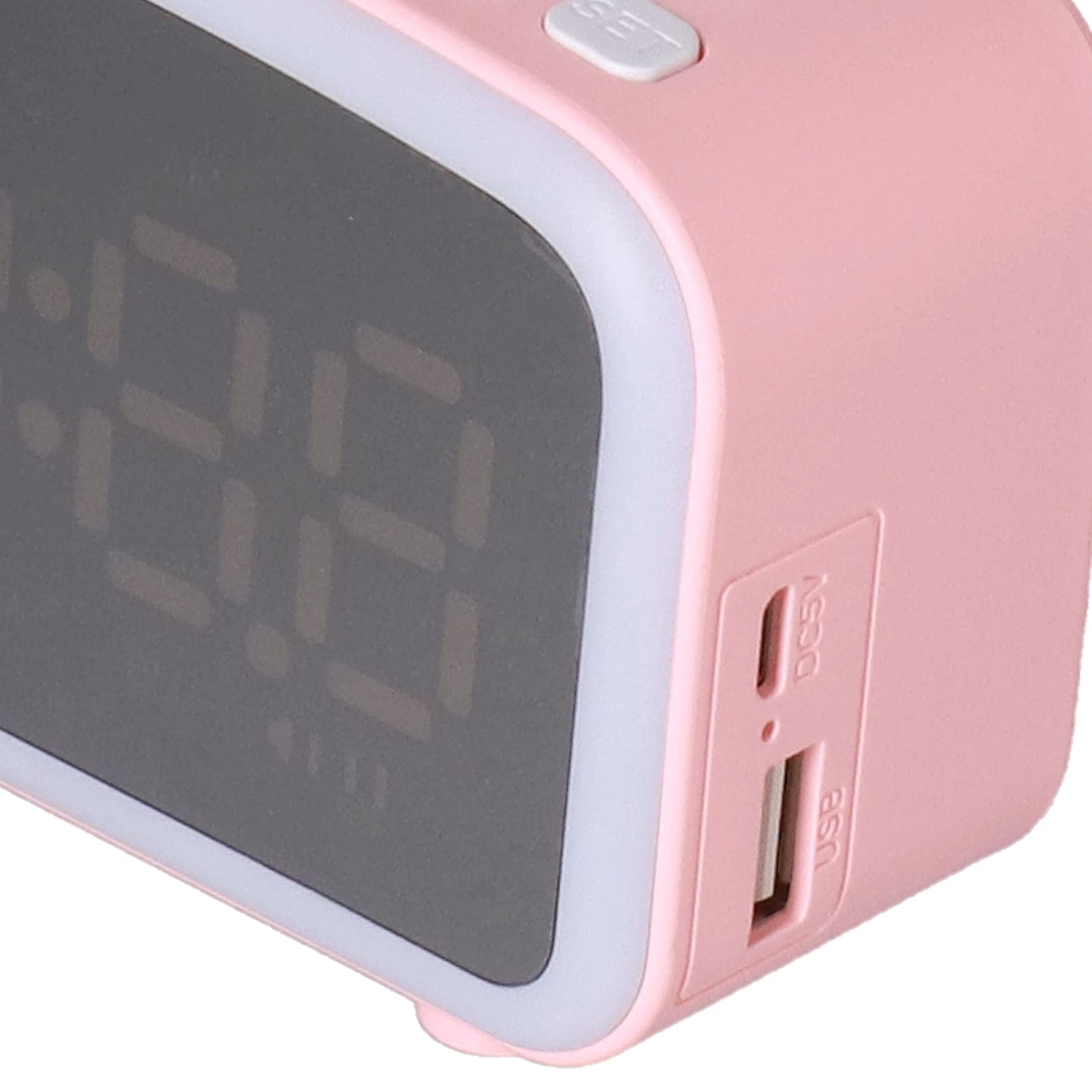 Elprico Radio Reloj Despertador, Mini Reloj Bluetooth de Dibujos Animados Junto a la Cama con Batería de 1400 MAh, Altavoz Digital Bluetooth Multifuncional para la Oficina del Dormitorio(Rosa)