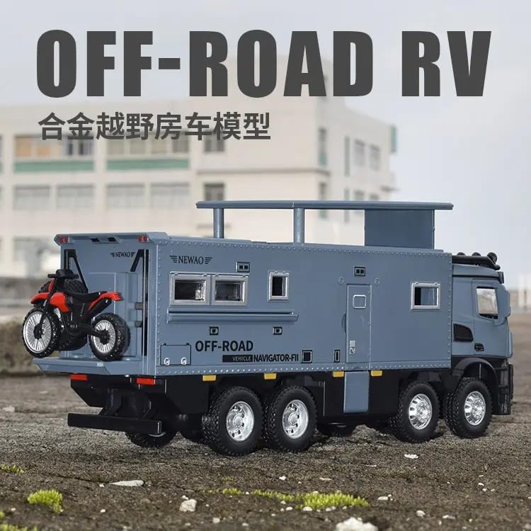 Image of Scale Exclusive Alloy Metal Pull Back | Die-cast Car Model with Sound Light Mini Auto Toy for Kids Metal Model Toy Car with Sound and Light (1.32 Scale Offroad MOTORHOMES-Blue)