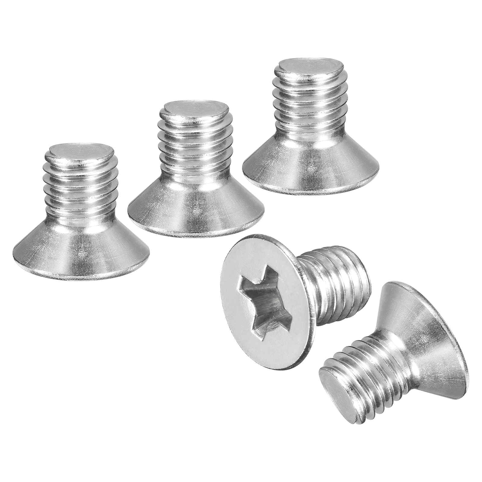 DTGN M10-1.5x16 Flat Head Countersunk Machine Screws - 25pcs - Good for Furniture and Machinery - 304 Stainless Steel Phillips Machine Screws Bolts - Silver — image 1