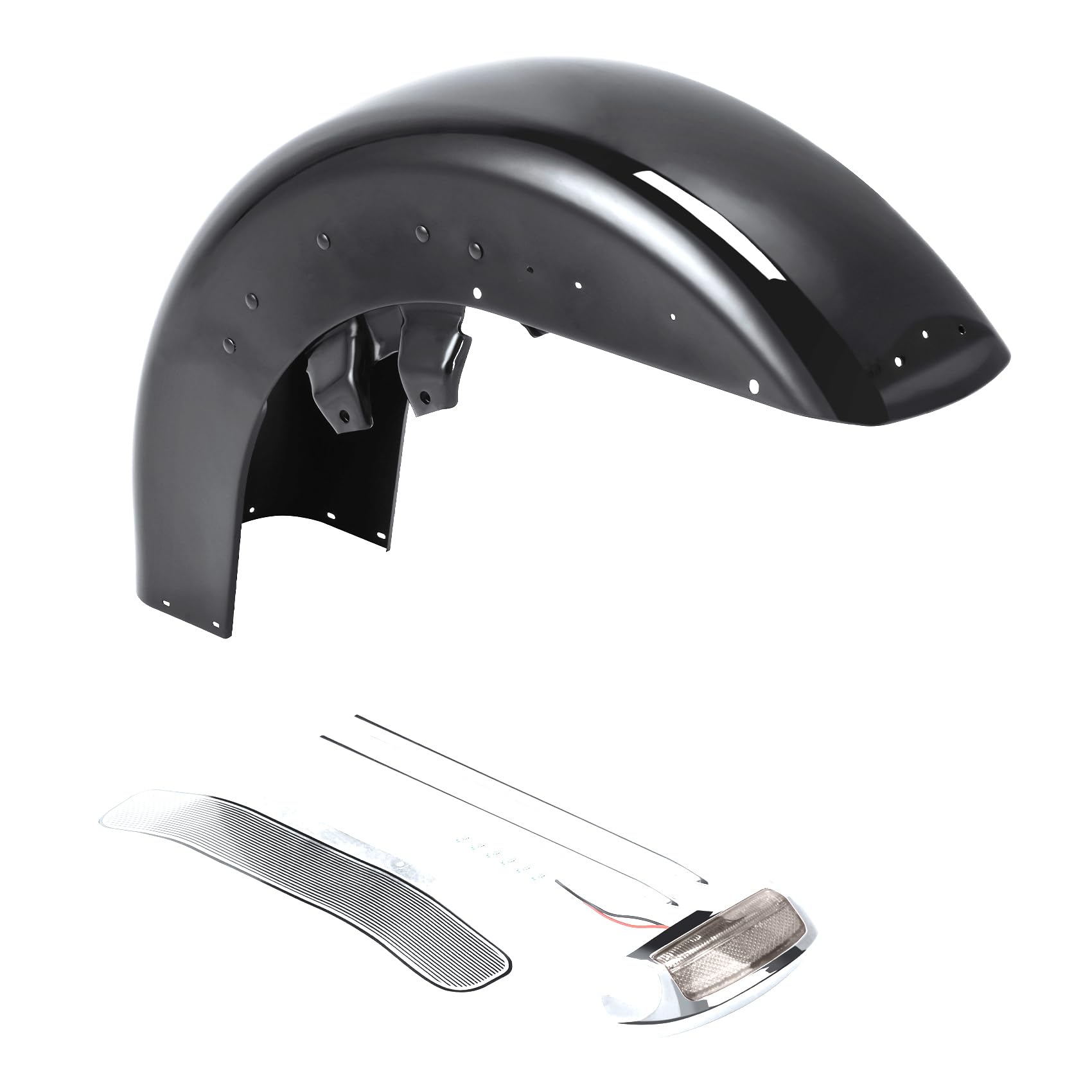 Amazon.com: TCMT Front Fender w/Trims & Smoke Tip Light Assembly