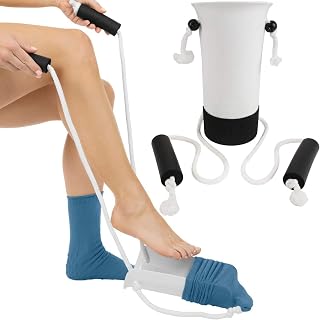 Sock Aid with Foam Handles, Standard Socks Helper 31" Adjustable Cords Compression Stocking Helper for Elderly, Disability, Pregnant (White)