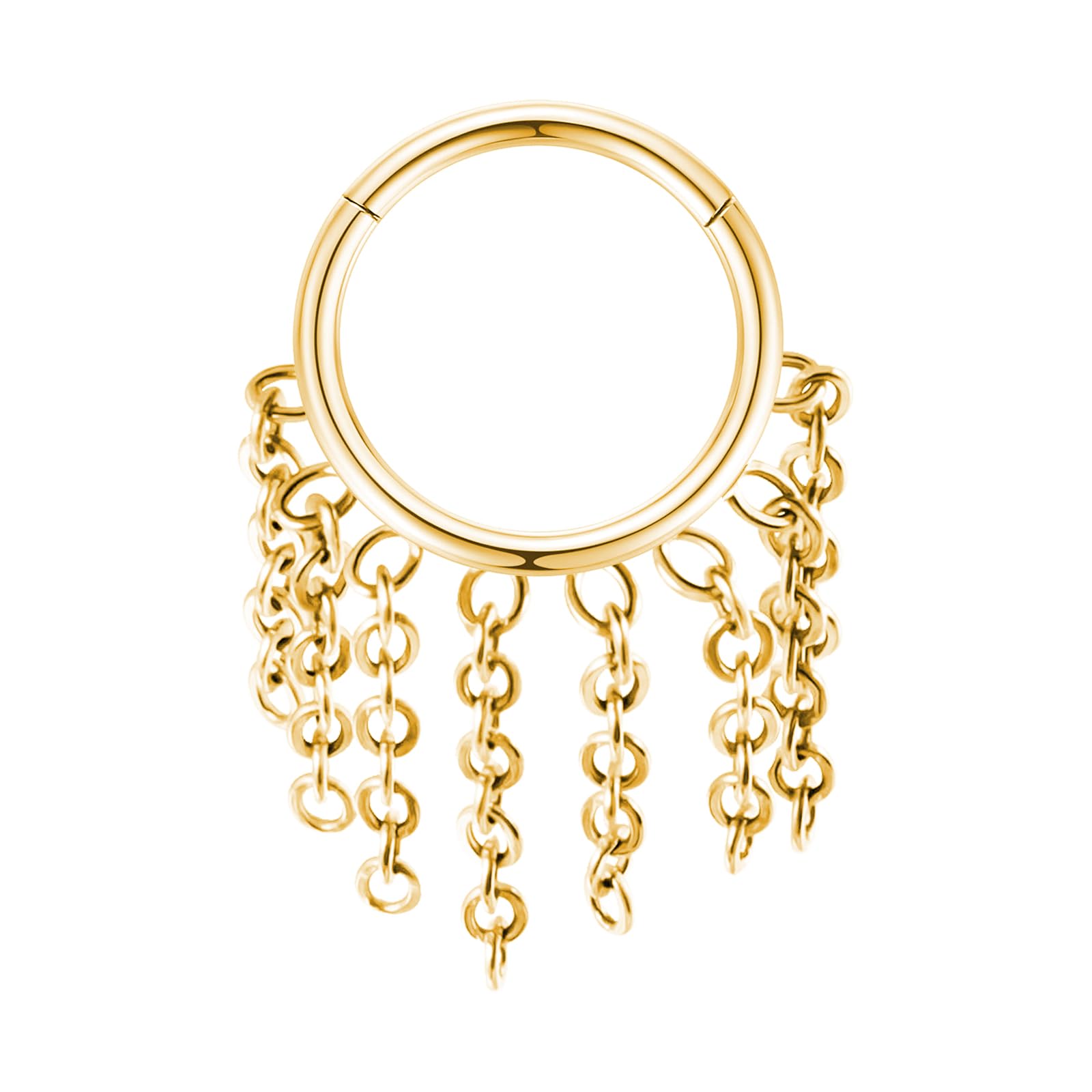 16G 316L Hinged Septum Ring Dangle Chain Nose Ring Surgical Steel Daith Earrings Conch Daith Rook Tragus Piercing Jewelry Small Hoop Earring