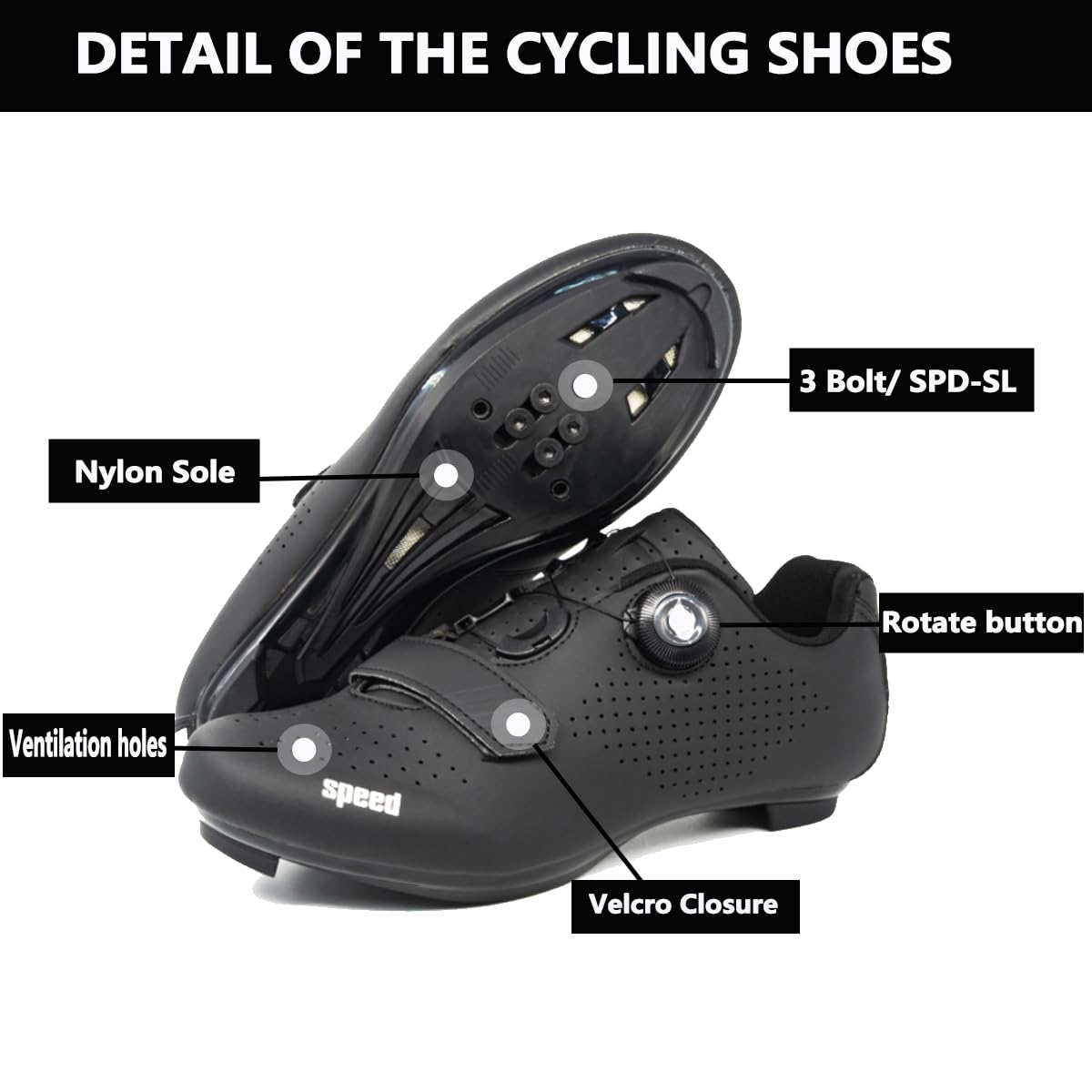 Fansu Zapatillas de Ciclismo Carretera, con Calas Delta, Zapatillas Ciclismo Hombre Compatibles con Look SPD SPD-SL Delta Lock, Zapatillas para Bicicleta de Interior Exteriores