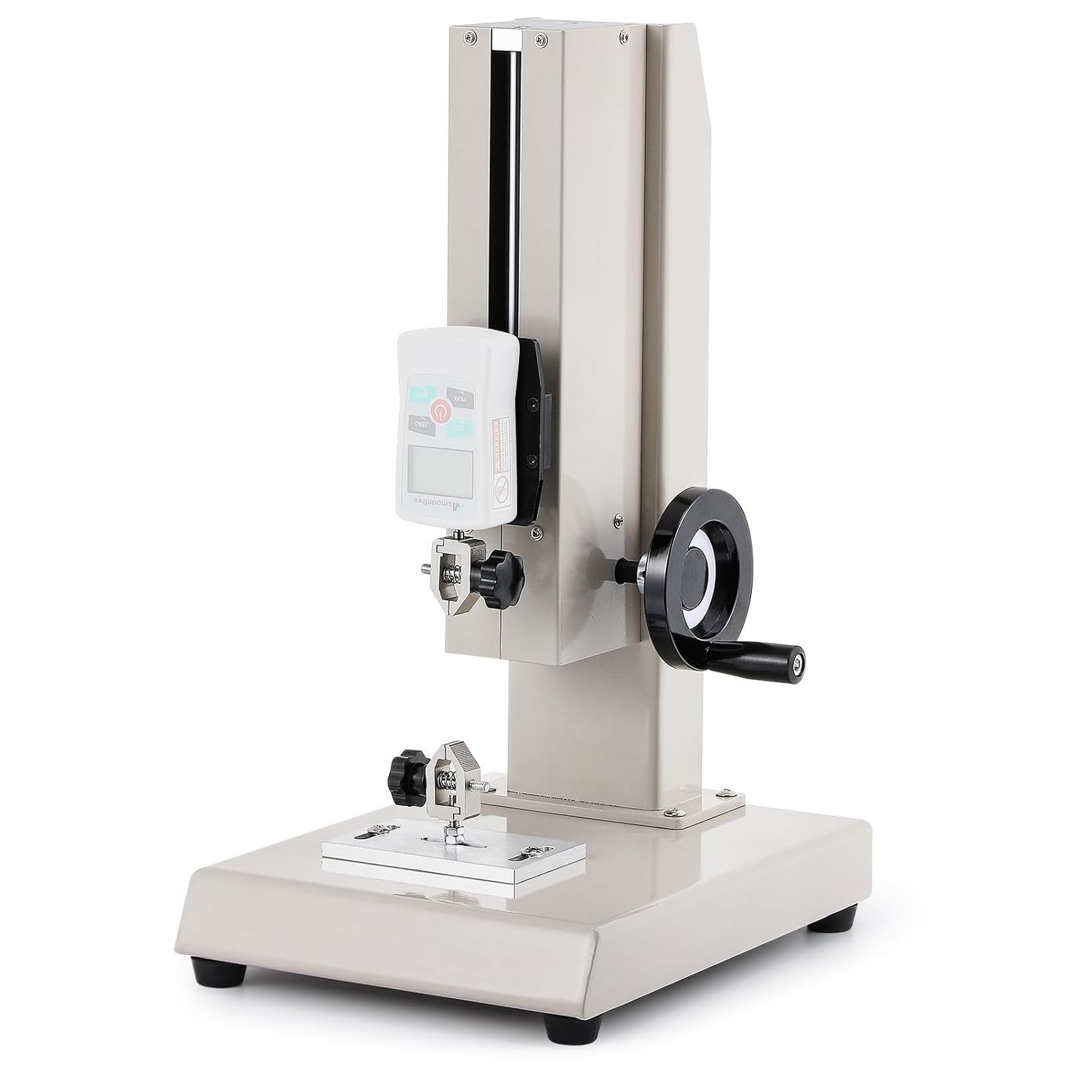 Force Gauge Stand Manual Force Test Stand, Hand Wheel Operated, with 220mm/8.6’’ Stroke, 1000N Load Capacity, 2 Pcs Testing Clamp, Compression and Tension Testing (for ZMF/EF Force Gauge)