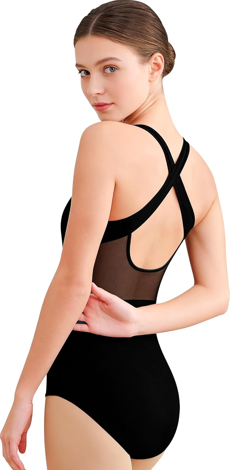 Dance Leotard for Women Ballet Mesh Tank Gymnastics Dancewear,Chest Padded Lining