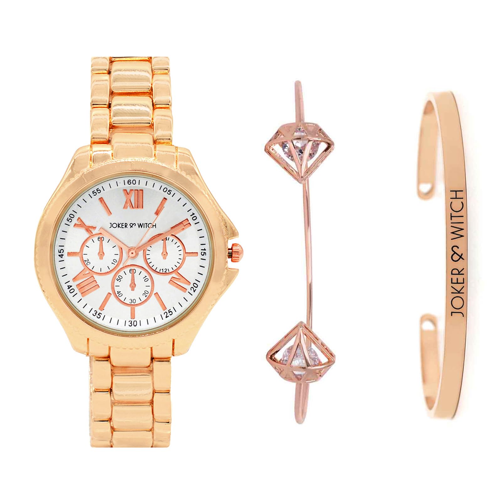 Joker & Witch Women Lily Rose Gold Analogue Stainless Steel Band Watch Bracelet Stack (B0C7L8K7N4) Amazon Price History, Amazon Price Tracker