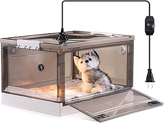 Incubator for Newborn Puppies and Kittens, Nebulized Oxygen Intensive Care Unit for Dogs and Cats, Pet incubator With Nebulization Kit and Pet Heating Iamp, Temperature Detection and Cotton Pad