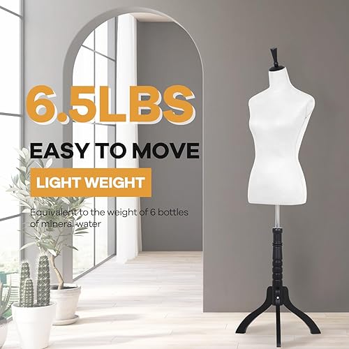 Miniatura 5 de Cuerpo de maniquí de 59 a 67 pulgadas de altura ajustable, modelo femenino, maniquí de vestido con soporte de madera para triples cápsulas