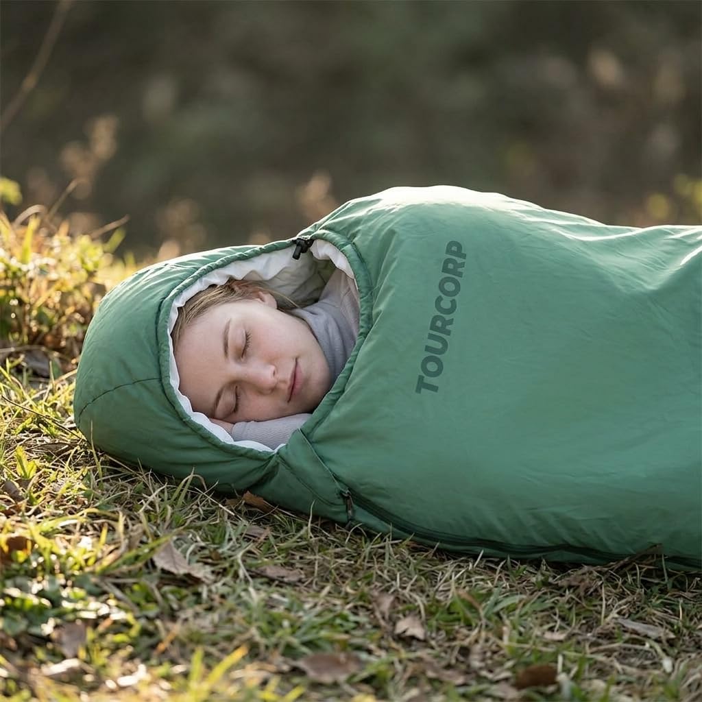 Sacco a Pelo Adulto Resistente E Leggero per Trekking E Campeggio Sacco Notte Compressibile in Nylon E Pongee Tessuto Sottile Traspirante per Notti