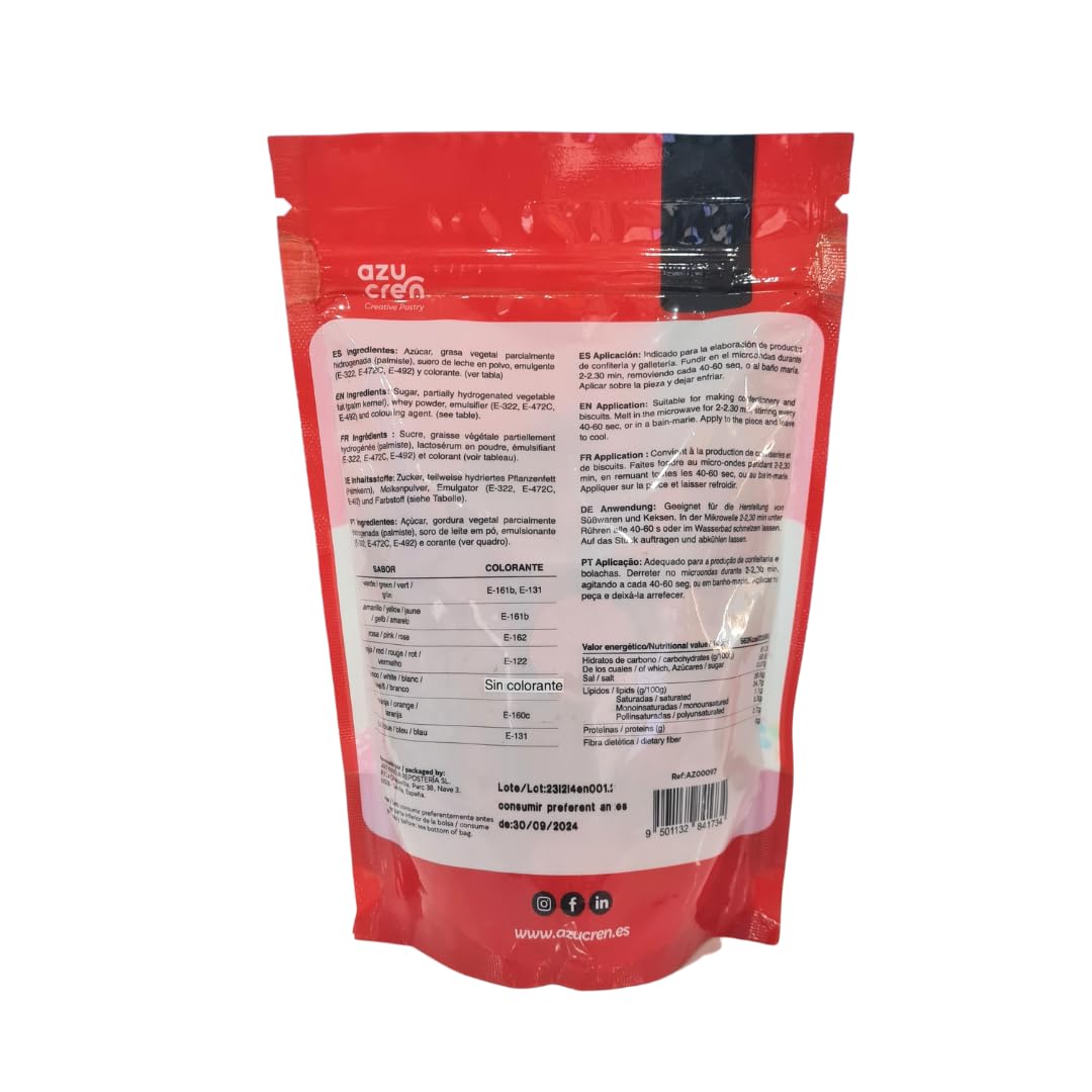 Azucren, Melts Rojos para Derretir, Perlas de Chocolate Fundible para Repostería, Perfecto para Tartas, Cake Pop, Galletas o Cupcakes, 250 G