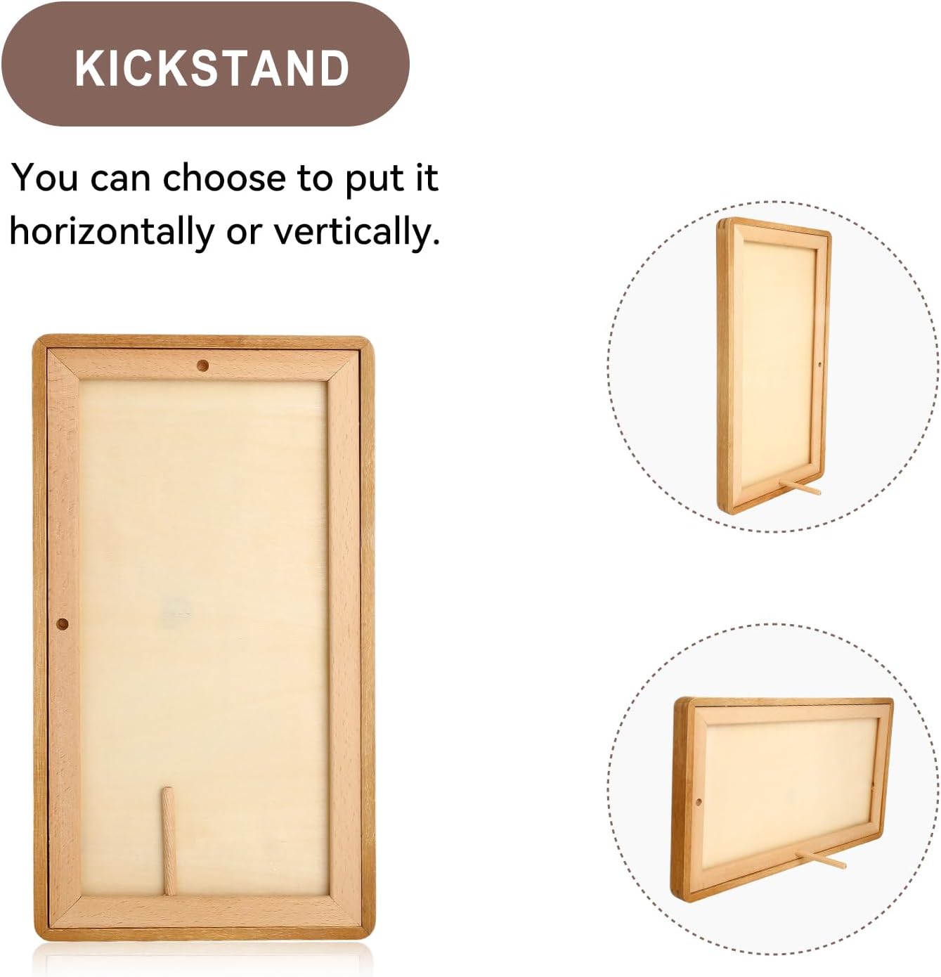8x14 Collage Picture Frame Natural Teak Solid Wood, 4x6 Collage Photo Frame Displays 3 Photos or 8x14 (Without Mat), Wooden Frame for Tabletop or Wall Mounting Display