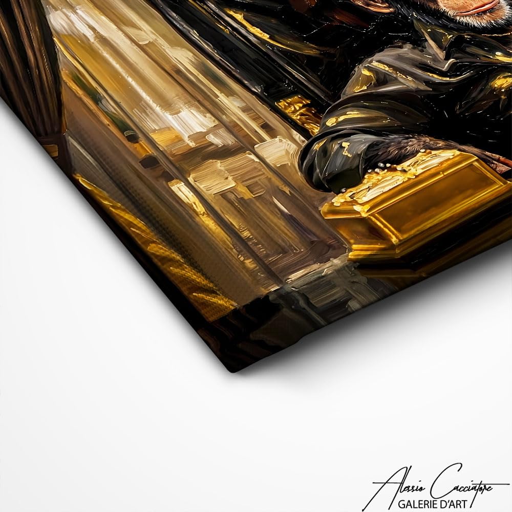 Alessio Cacciatore Quadro scimmia umoristica - Poster di film cinema culto di grande formato, decorazione da parete per ufficio, stampa su tela con cornice animali, tela umoristica (120 x 80 cm)