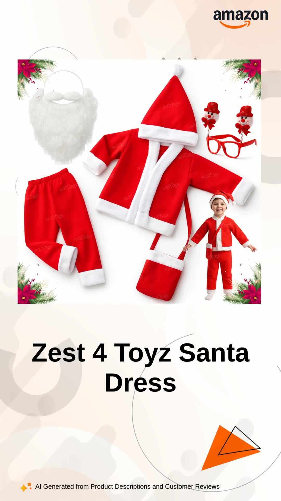 Buy Zest 4 Toyz Synthetic Woven Santa Claus Dress For Kids