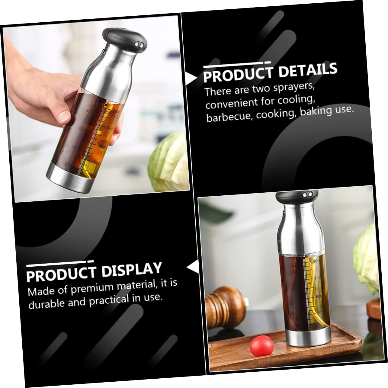 Kichvoe Oil Spray Bottle for Cooking and Baking Ergonomic Double Olive Oil Sprayer Dispenser Convenient Kitchen Tool for Bbq Salad Frying Grilling and Sauces