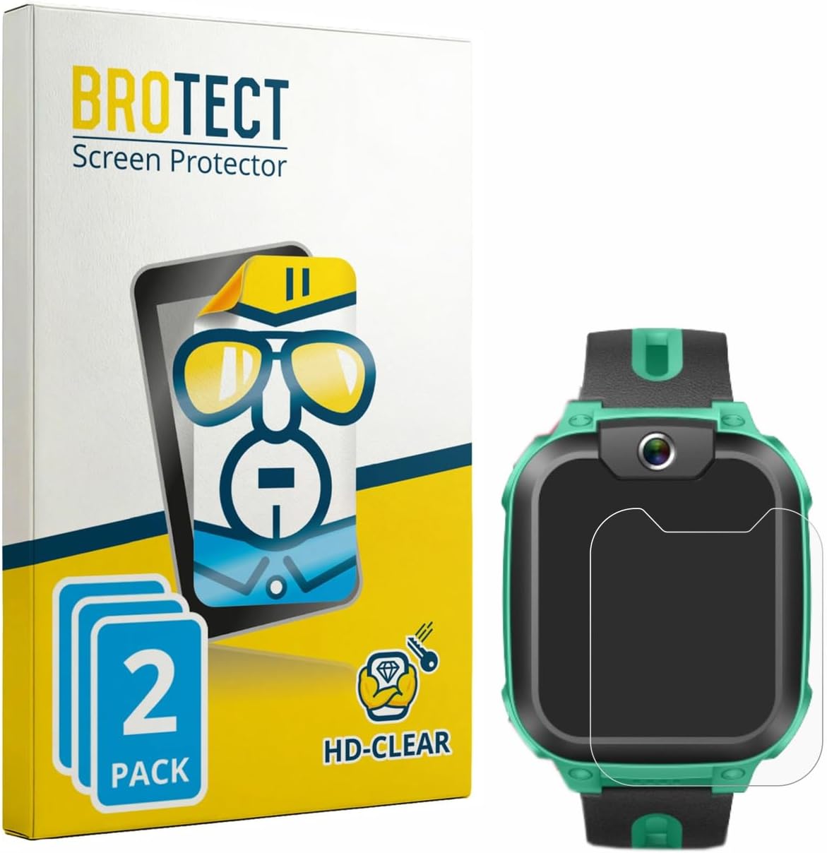 Protection Film compatible with Imoo Watch Phone Z1 | 2 Pack Clear Screen Protection Made in Germany High Clarity Anti-Scratch Anti-Fingerprints Case-Friendly Bubble-Free