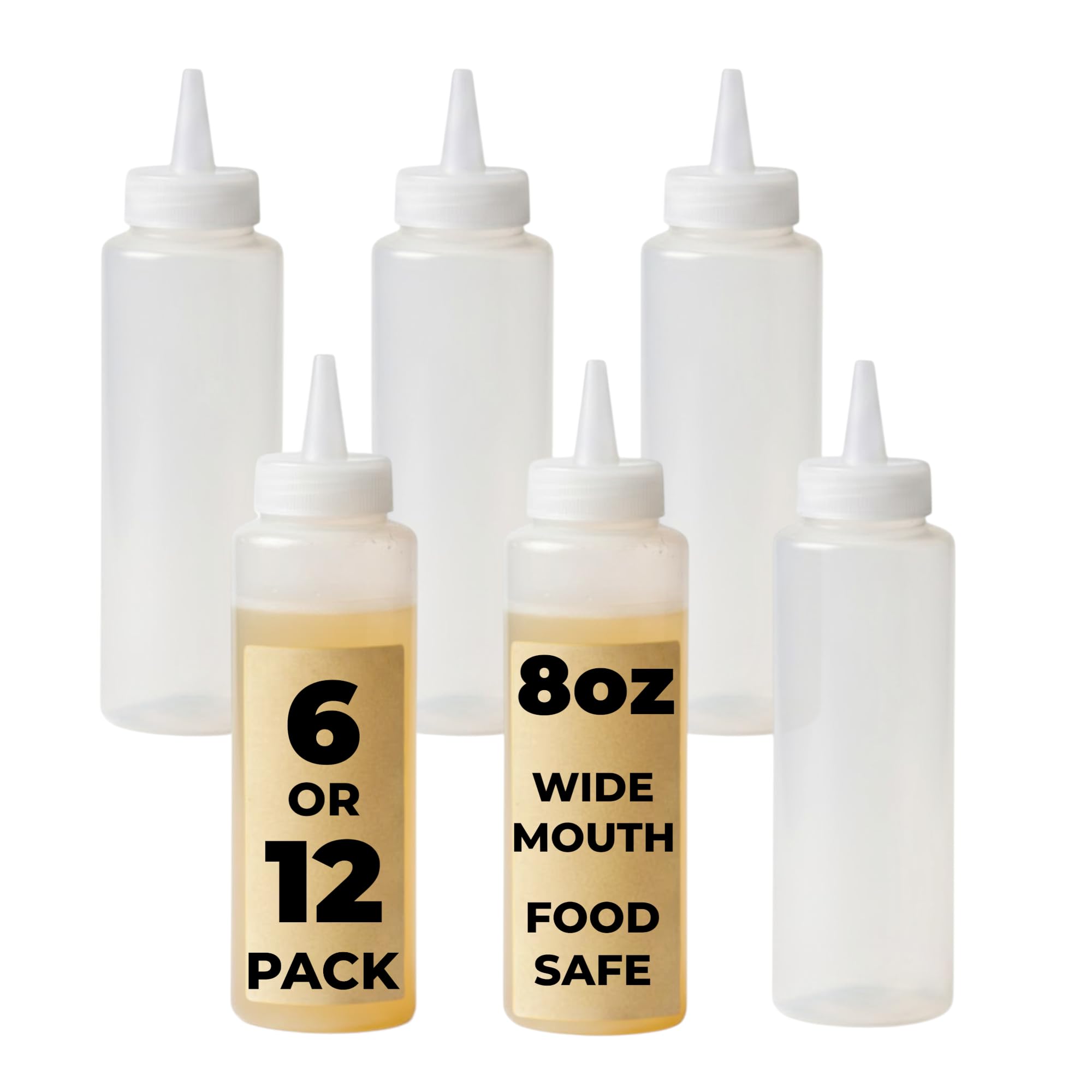 Chabrias Ltd Clear 12 Pack 250Ml Squeeze Bottle - 8Oz - Premium Bpa-Free Soft Plastic Condiment Bottle Dispensing Ketchup For Sauces, Dressings, Oils, Icing, Crafts, Workshop