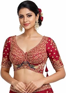 Women’s Readymade Bridal Silk Blouse with Thread Embroidery | Half Sleeve Designer Saree Blouse Price In India