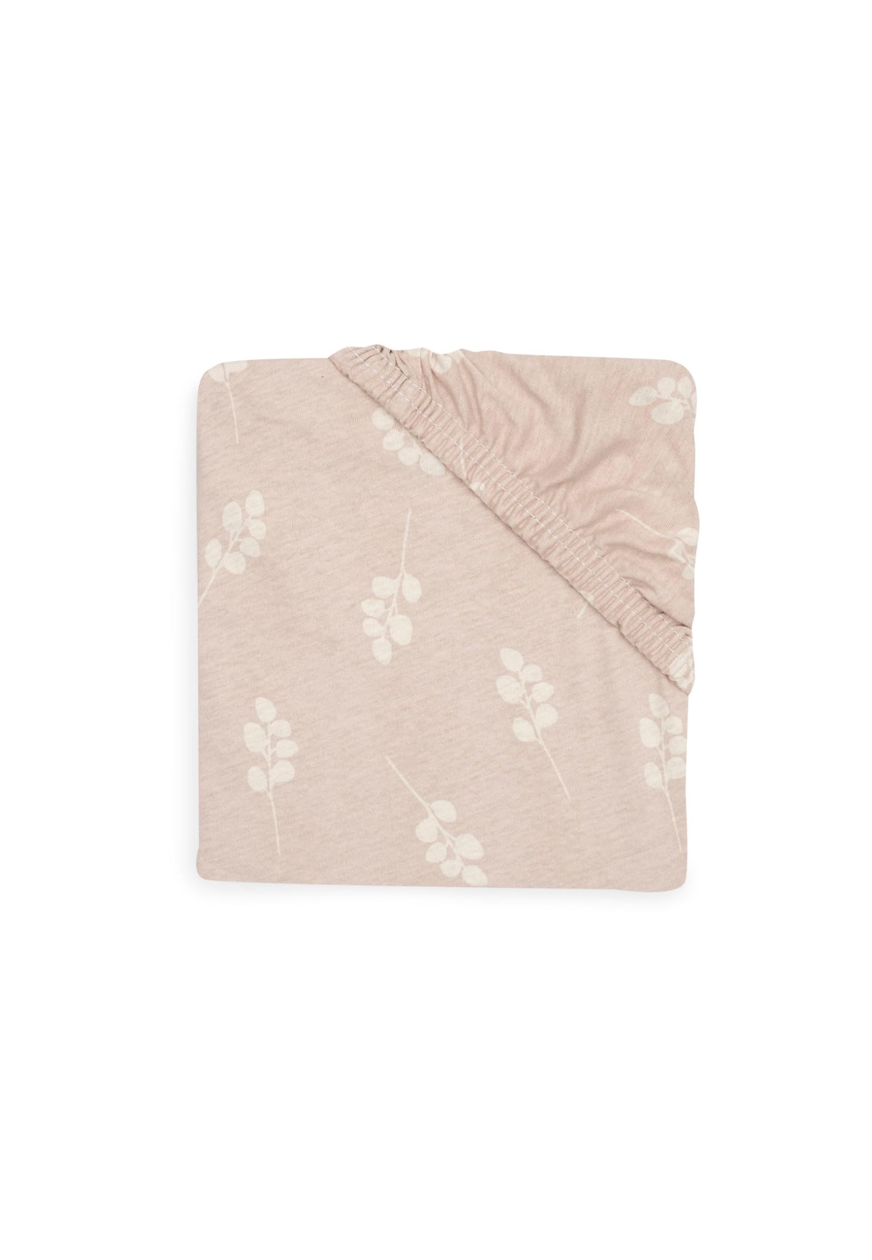 Jollein Prześcieradło dżersejowe z gumką – do łóżeczka dziecięcego – Twig, Wild Rose – 60 x 120 cm – 100% bawełna – prześcieradło z gumką – beżowe z gałązkami brudnego różu