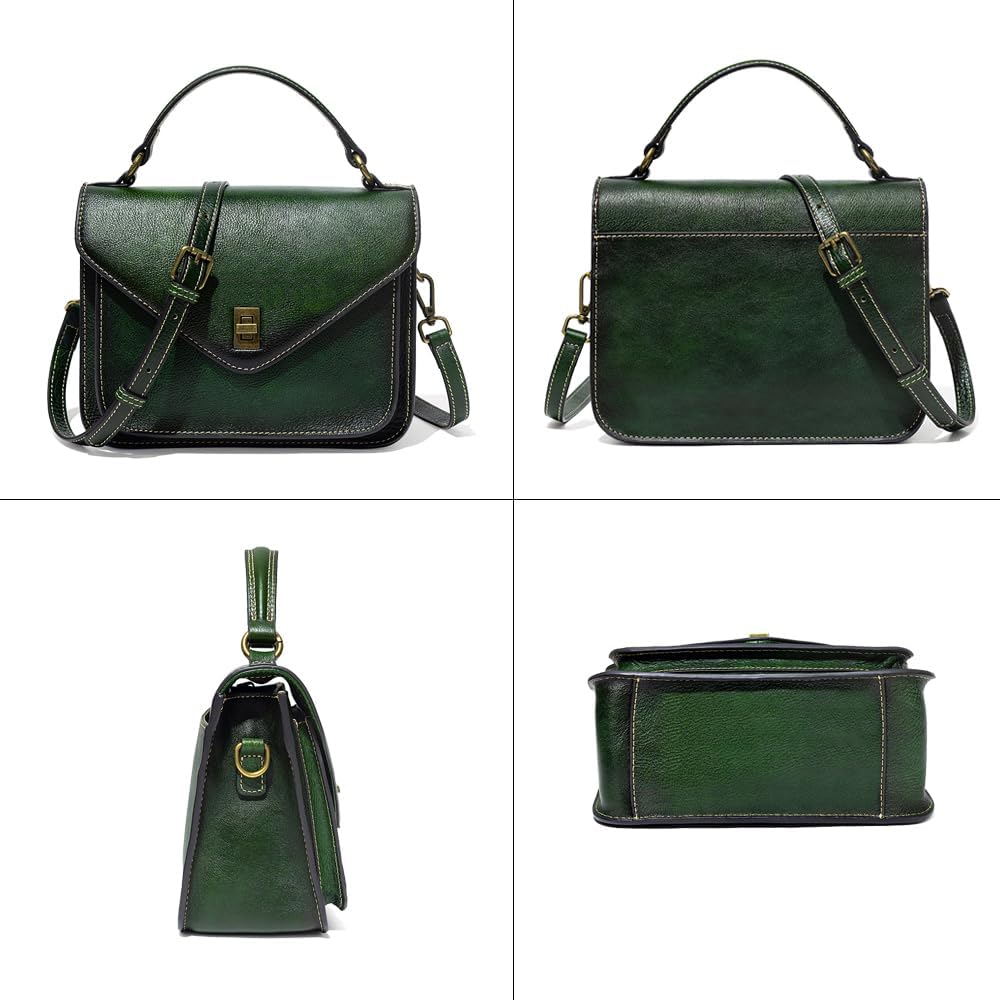 Genuine Leather Crossbody Bag for Women, Vintage Top-handle Shoulder Handbag Small Satchel Bag Purse with Adjustable Strap | Genuine Leather - Image 5