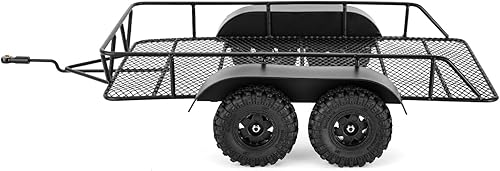 Miniatura 3 de INJORA Remolque RC para transportar detrás del coche - Remolque de montaje de enganche de metal para 1/18 RC Crawler TRX4M Defender Bronco K10 High