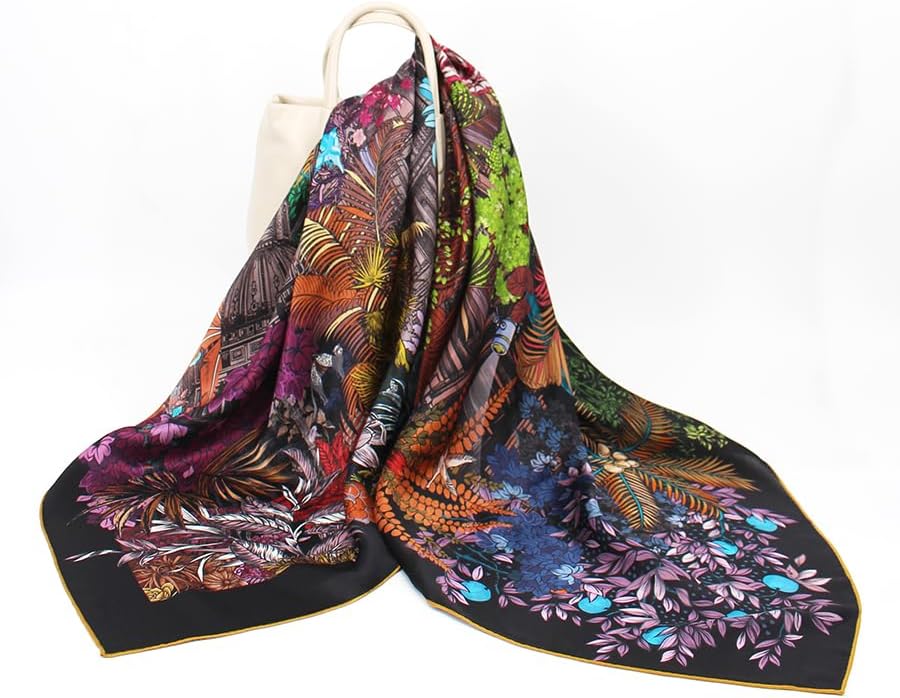 ANDANTINO 100% Silk Scarf 43" Large Square Lightweight Headscarf& Shawl–Women Hair Wraps-With Gift Packed - Image 2