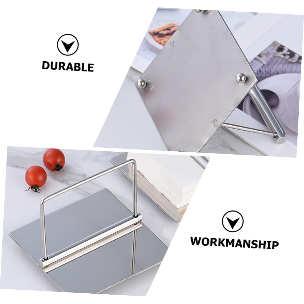 Servilletero de Acero Inoxidable Plateado Moderno Superficie Atractiva, Soporte para Servilletas Grandes y Papel de Cocina, Antideslizante y Conveniente para Restaurante