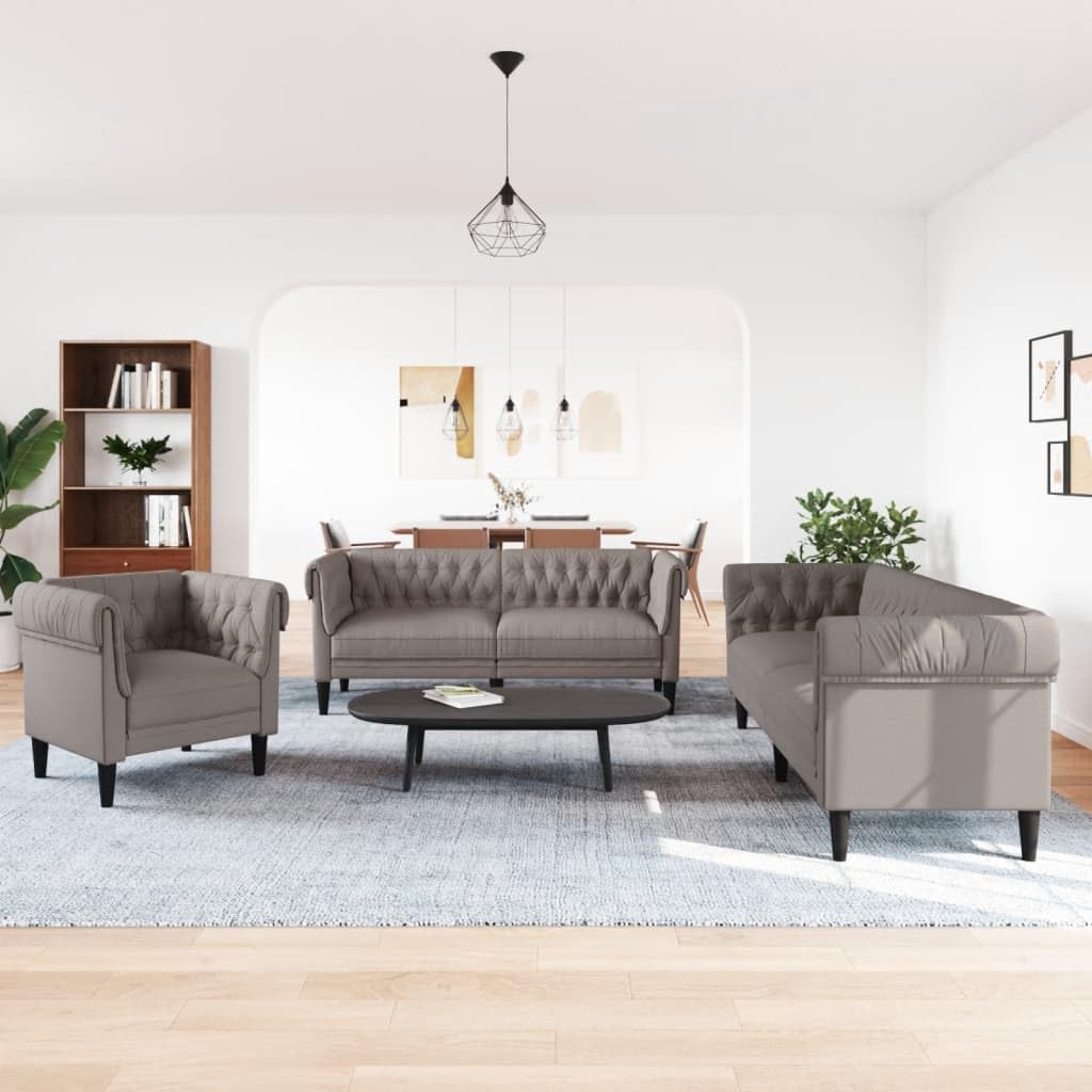Juego de 3 piezas para sala de estar, tela de color pardo, sofá, sofá, sofá, sofá, salón, tapizado, con reposabrazos, respaldo para relajación, lectura, televisión, habitación de invitados