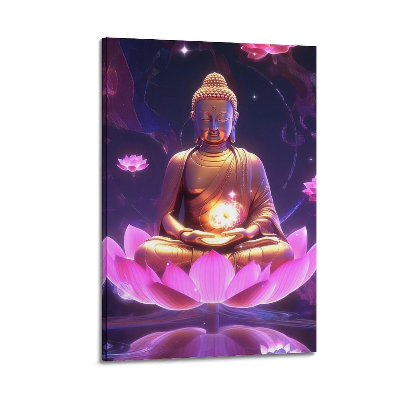 XKUGA Indian Buddhism Poster Gothic Spiritual Buddha Venerable Modern Decorative Canvas Prints - Ideal Wall Art for Family, Man Cave, Game Room, Boys & Girls Bedroom 24x36inch(60x90cm)