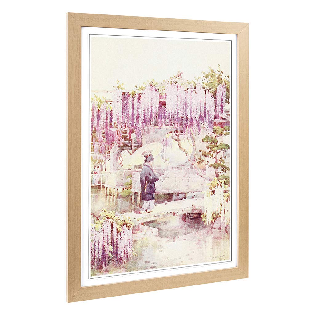 Big Box Art Framed Print of Ella Du Cane Japanese Oriental Wisteria, Kabata Design | Wall Art Picture| Home Decor for Kitchen, Living Room, Bedroom, Hallway, Oak, A2 / 24.5x18 Inch / 62x45cm