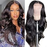 Fairgreat 4x4 Lace Front Wigs Human Hair Pre Plucked with Baby Hair Glueless Lace Closure Wigs Brazilian Human Hair Wigs for Black Women (16 Inch, Natural Color, 180% Density, Body Wave Wig)