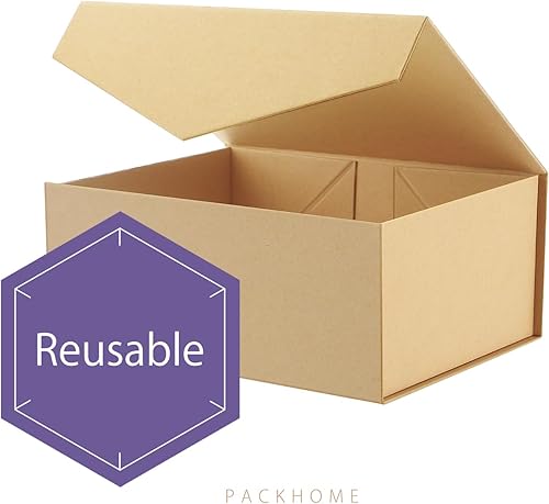 Miniatura 10 de PACKHOME Caja de regalo de 9 x 6.5 x 3.8 pulgadas, caja de dama de honor, caja plegable rectangular con tapa magnética para embalaje de regalo (rosa
