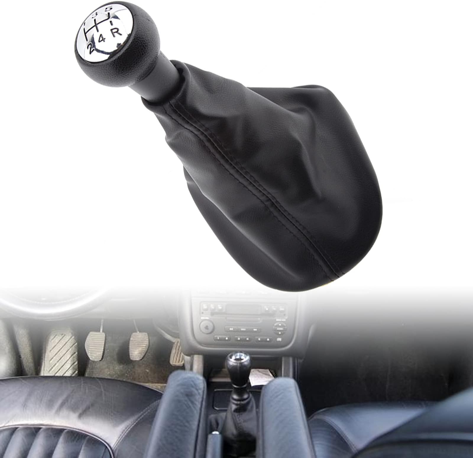 Manual Car Gear Stick Shift Lever Knob for Peugeot 206 306 307 308 3008 for Citroen C2 C3 C4 for Saxo Xsara Berlingo PU Leather 5 Speed (Black)