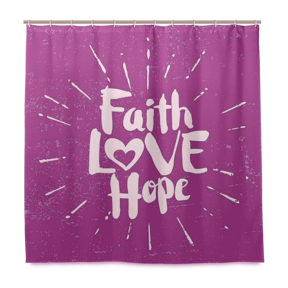 Buy JOOCAR Design Shower Curtain, Western Spiritual Message Faith Hope