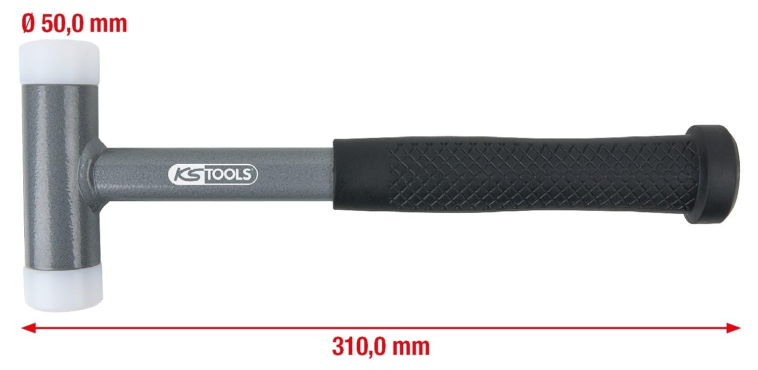 KS Tools 140.5275 Mazzuola, Antirimbalzo, con Manico Tubolare in Acciaio Stabile e Robusto, Teste Intercambiabili in Resistente Polia mmide Antischeggia Peso 1110 G, 310 mm