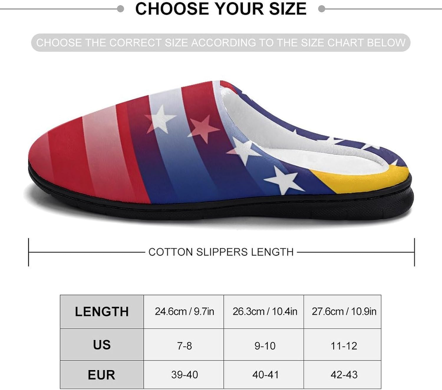 U.S. Venezuela Flag Women's Cotton Slippers Memory Foam Slip On House Shoes Washable for Indoor Outdoor