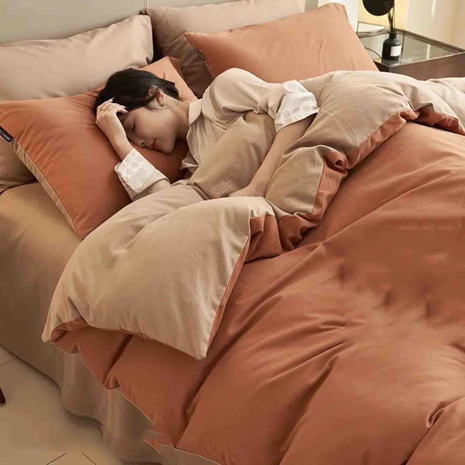 Parure de lit 2 personnes en coton respirant fini les nuits chaudes avec ce drap orange